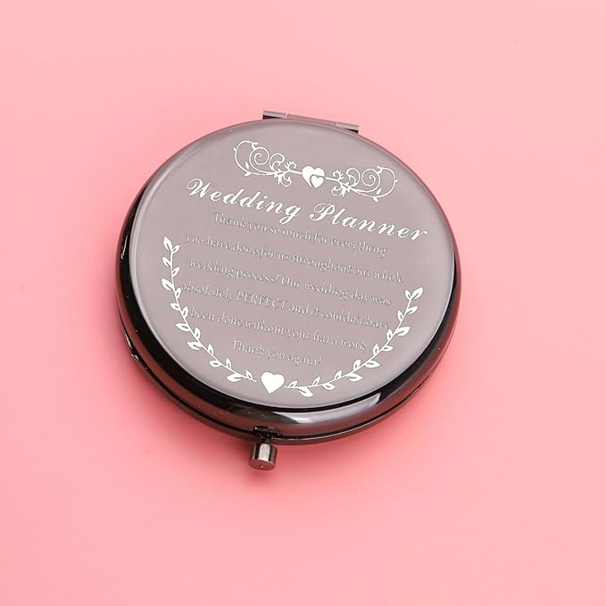 UJIMS Wedding Planner Gift Wedding Coordinator Makeup Mirror Event Planner Thank You Gift from Bride Groom (WeddingPlannerBlack)