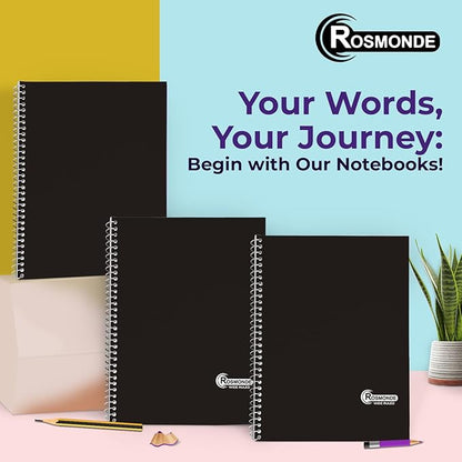 1 Subject Spiral Notebook, 12 Pack, Wide Ruled, Water Resistant Cover, Thick 140 Pages/Book (70 Sheets), 8 x 10-1/2, 3 Hole, Bulk School & Office, Black Cover