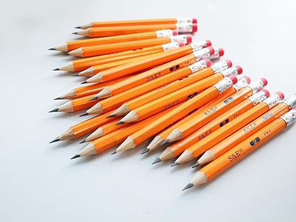 SKKSTATIONERY Half Pencils with Eraser Tops, Golf Pencils, 4 inch, Classroom, Pew - #2 HB, Hexagon, Pre-sharpened, 96/Box.