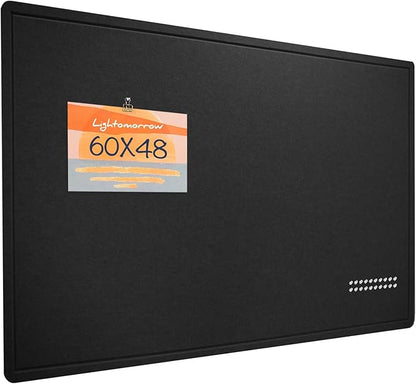 Large Bulletin Board, 60 x 48 inches Decorative Felt Pinboard, 5' x 4' Cork Board Alternative for Wall, Foldable Photo Board Self-Adhesive Vision Board Mood Board with 20 Pushpins - Black