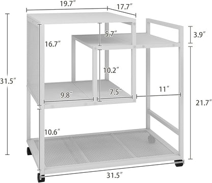 Natwind Mobile Printer Stand with Wheels,Computer Host Cart,PC Tower Stand, Multi-Functional Organizer Shelf for Shredder, Scanner, CPU,File Papers and Other Office Supplies (White)