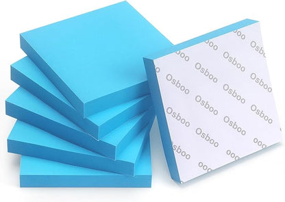Sticky Notes 3x3 Self-Stick Notes Pads with 6 Bright Colors, Easy to Post for Office, Shool, Home, 6 Pads/Pack, 100 Sheets/Pad (Blue)