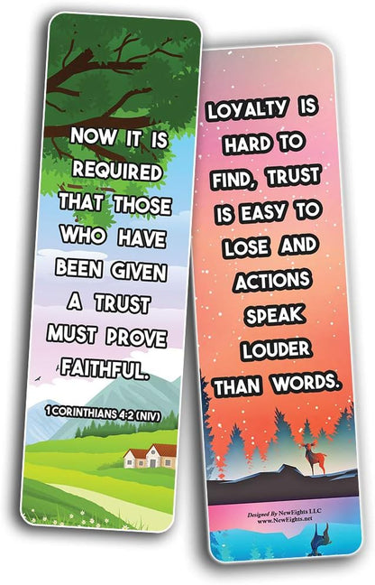 NewEights Famous Verses and Quotes on Loyalty (12-Pack) – Daily Motivational Card Set – Collection Set Book Page Clippers – Ideal for Church Events