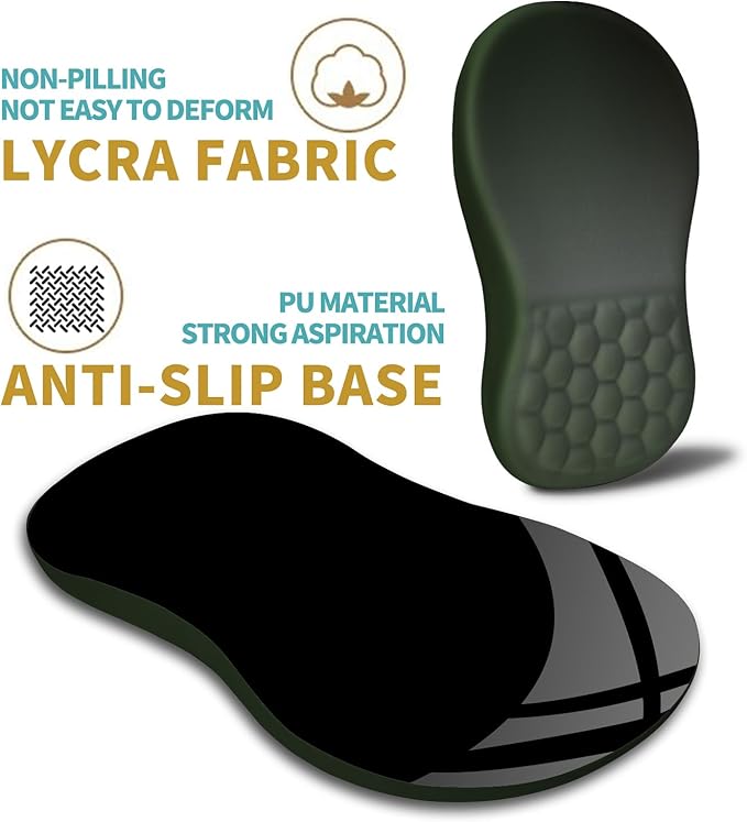 Hokafenle Ergonomic Mouse Pad Wrist Support with Massage Design, Wrist Rest Pain Relief Mousepad with Memory Foam&Non-Slip PU Base, Mouse Pads for Wireless Mouse & Desk (12x8 inch,Olive Green)