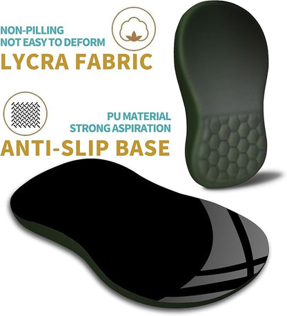 Hokafenle Ergonomic Mouse Pad Wrist Support with Massage Design, Wrist Rest Pain Relief Mousepad with Memory Foam&Non-Slip PU Base, Mouse Pads for Wireless Mouse & Desk (12x8 inch,Olive Green)