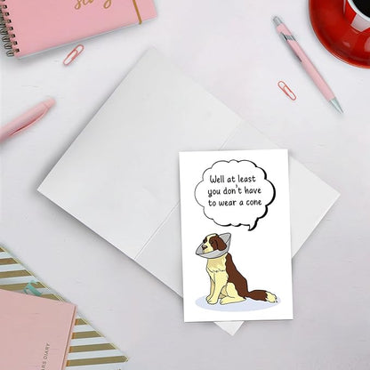 Funny Get Well Card Gift, Get Well Soon Card, Humorous Surgery Recovery Gifts for Women Men, At Least You Don't Have to Wear A Cone