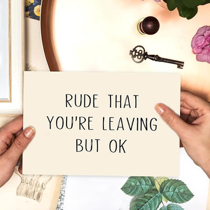 Asmallgf Rude Coworker Leaving Farewell for Women Men, Humorous Work Friend Going Away Gifts, Rude That You're Leaving But Ok