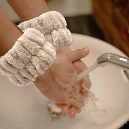 2 Pairs Wrist Washband for Women Washing Face, Wrist Spa Washband Absorbent Wristbands, Prevent Liquids from Spilling Down Your Arms