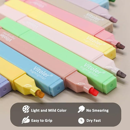 Vitoler 20Pcs Highlighters,Pastel Highlighters Set,Assorted Morandi Color Highlighters, Chisel Tip Bible Highlighters for School Office Supplies