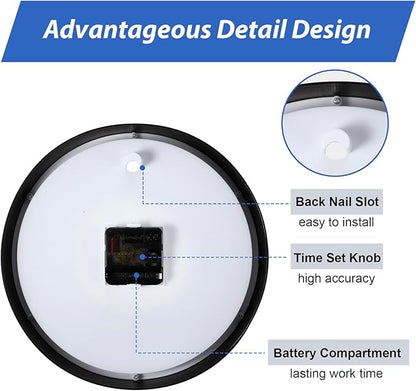 Sasylvia 3 Pcs 10 Inch Wall Clock Battery Operated Round Clock with 3 Pcs Black Acrylic Sheets 4 Sheets of Self Adhesive Vinyl Letter Stickers Alphabet Stickers for School Office Home