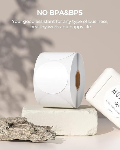 MUNBYN 2 Inch Circle Thermal Sticker Labels, Self-Adhesive Round Direct Thermal Labels, Multi-Purpose Roll Thermal Stickers for Business, 4 Rolls/3000 Labels