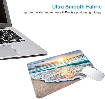 Beach Sunset Mouse Pad,Cute Mouse pad,Custom Small Mouse Pads with Designs,Portable Office Non-Slip Rubber Base Wireless Mouse Pad for Laptop
