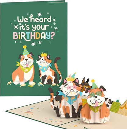 Lovepop Happy Birthday Pop-Up Card for Her and Him- 3D Birthday Animal Greeting Cards for Boys, Girls, Men, Women - We Heard It's Your Birthday - 5" x 7" Card - Blank Note Card & Envelope Included