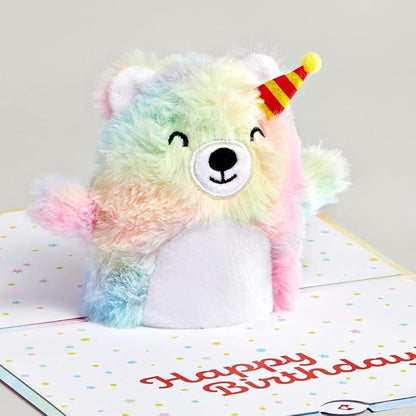 Lovepop Plushpop Soft Animal Pop-Up Card for Her and Him - 3D Bear Happy Birthday Greeting Card for Boys, Girls, Men, Women - Celebrate 6" x 8" Card - Tie Dye