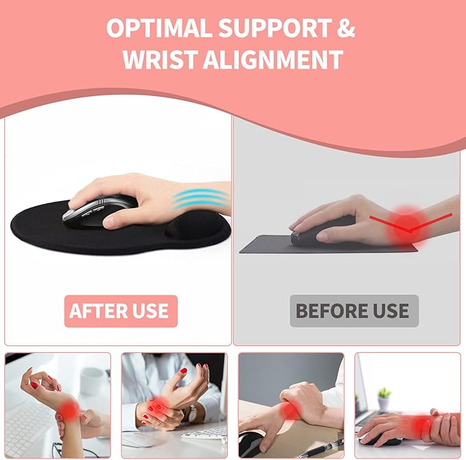 eulps Mouse Pad with Wrist Rest, Comfortable Computer Mousepad with Gel Wrist Support Smooth Surface and Non-Slip PU Base for Pain Relief, Laptop, Office & Home (Colorful Tie-Dye)