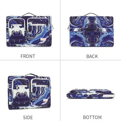 canvaslife 360° Protective Laptop Sleeve Case Bag with 3 Pockets for 14 inch Dell HP Lenovo Laptop and MacBook Pro 14 inch,Surface Laptop 14.4 inch (Blue marble)