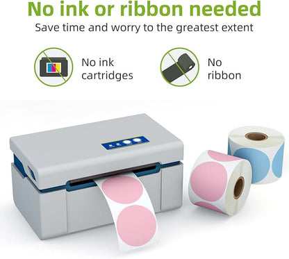 2" Color Circle Direct Thermal Labels, Self-Adhesive Round Direct Thermal Stickers, Multi-Purpose Roll Sticker Labels for DIY Logo Brand Design, QR Code, Name Tag(6 Rolls, 4500 Labels)