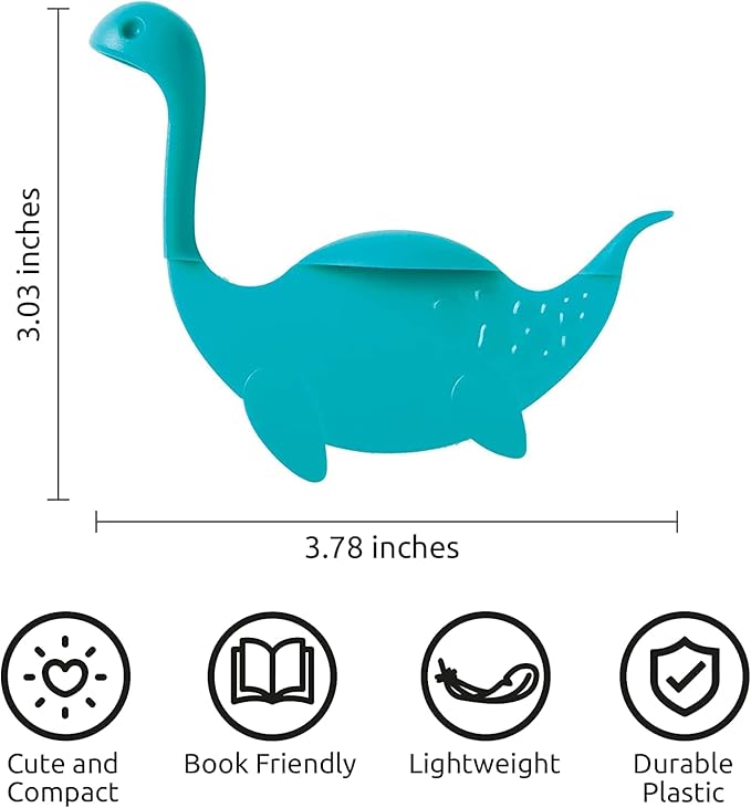 OTOTO Nessie Tale Book Mark - Turquoise Pagekeeper Bookmark - Unique Gifts for Readers, Women & Men - Pretty Lightweight Plastic Manga Bookmark for Girls, Boys, Kids