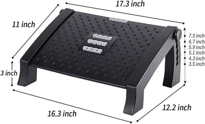 Adjustable Height Foot Rest Under Desk at Work - 6 Height Sturdy Office Footrest - Added Comfort Memory Foam - Non Slip Bottom - Straighten Back & Hip & Leg and Improve Posture