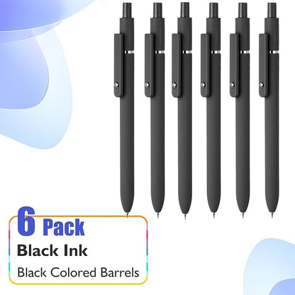 Easter Basket Stuff, Easter Gifts for Mens/Husband/Grandpa/Friends, 6PCS Elegant Black Gel Pens, Cool Construction Accessories for Dad Boyfriend, Birthday Gifts for Men/Him (6PCS Elegant Black)