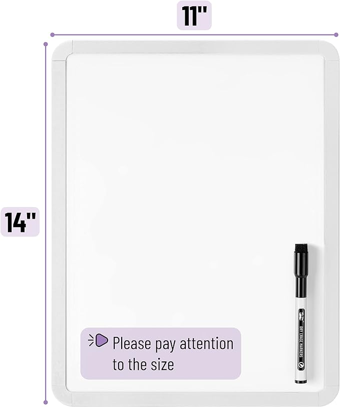 Mr. Pen- Dry Erase Board, 14” x 11” with a Black Dry Erase Marker, Small Mini White Board for Kids, Students