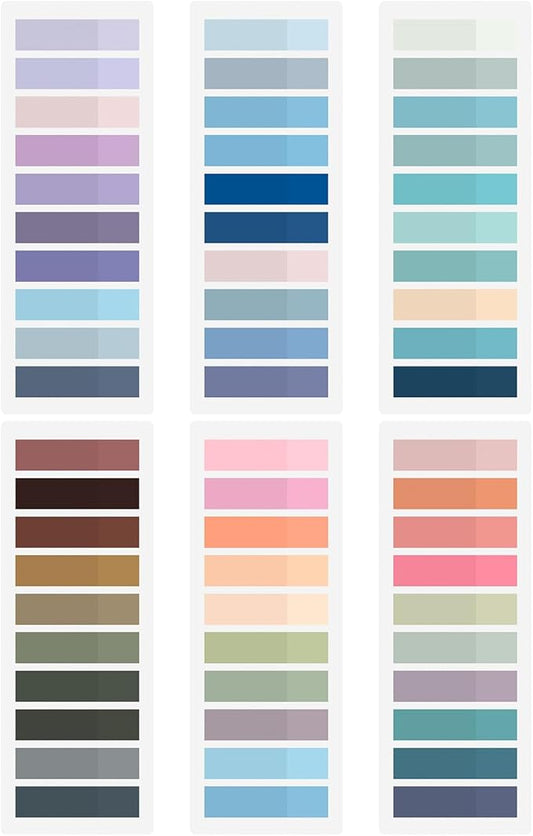 ZTML MS Sticky Tabs 1200 Pieces Book Tabs, Transparent Book Markers, Writable and Repositionable Page Makers, Morandi Index Tabs for Annotating Books, Page Tabs, Books Flags