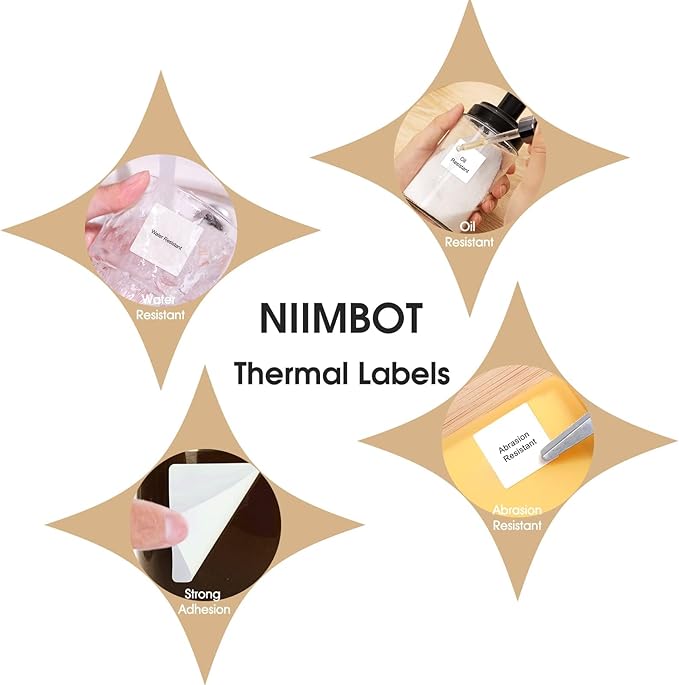 NIIMBOT Labels B1/B21/B3S/K3 Label Maker, 2'' x 2'' (50x50mm) Thermal Sticker Label, Waterproof Price/Memo Labels for NIIMBOT B21/B3S Label Printer, 1 Roll of 150 Self-Adhesive Thermal Labels (White)