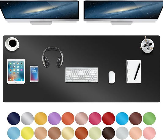 Boutilon Leather Desk Pad 47"x 24" Non-Slip Mouse Pad,Business Desk Pad,Extended Table Protector for Keyboard and Mouse,Desk Writing Pad for Office Home Working Decor (XXXL-Black)