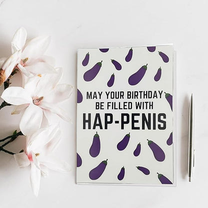 Funny Birthday Card for Women or Men,Birthday Gift for Sister Brother Wife Husband Friend-MAY YOUR BIRTHDAYBE FILLED WITH HAP-PENIS