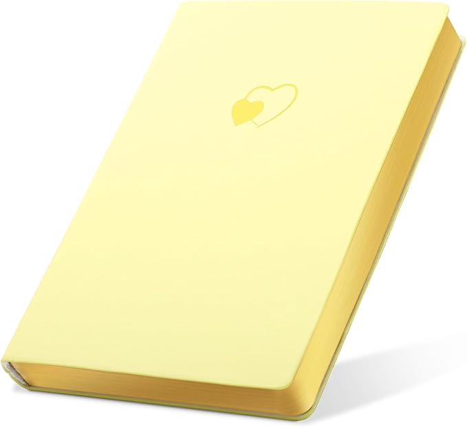 CAGIE Lined Journal Notebook for Women and Girls 256 Pages Cute Diary with Heart-Shaped Leather Journals for Writing A5 Soft Cover Notebooks for Work School (Beige, A5)