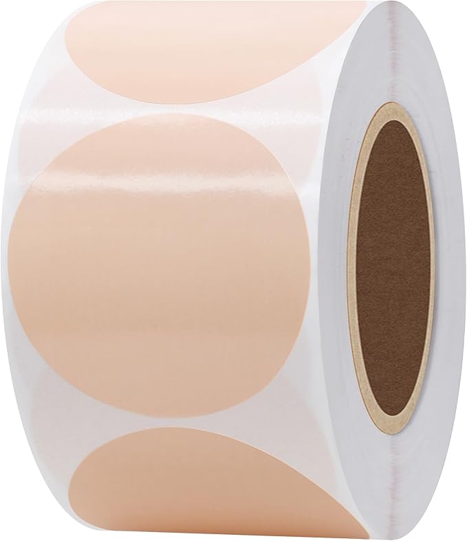 Hybsk 2 inch Circle Color Direct Thermal Stickers Shipping Labels for Barcodes,Name Tag,DIY Logo Design,QR Code,Inventory– Compatible with Zebra,Rollo,Munbyn,and More-750 pcs (2 inch,Khaki)