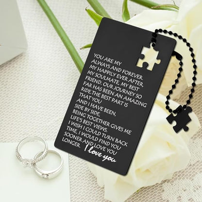 llxxeyopqdxz Happy Birthday Card for Husband, Valentines Day Gift for Men Wedding Gifts I Love You Gift for Him Fiance, Anniversary Card Gifts for Boyfriend Husband, Engraved Wallet Gift