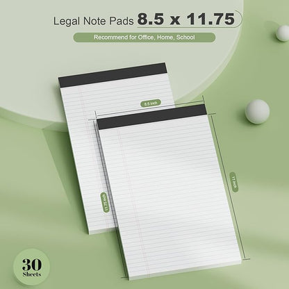 6 Pack Legal Pads 8.5 x 11 College Ruled Notepads, White Note Pads 8.5'' x 11'' Writing Pads Narrow Ruled Lined Paper Pads, 30 Sheets Per Note Pad, Legal Notepads for Work Study Daily Note Taking List
