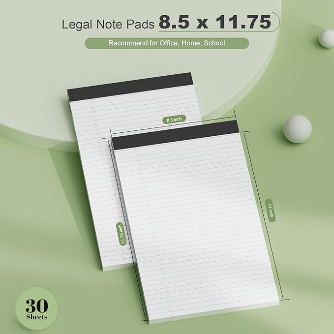 4 Pack Note Pads 8.5 x 11 White Legal Pads Narrow Ruled - 30 Sheets Per Notepad, Double-Side Printed Thick Writing Pads, Perforated Legal Pad 8.5 x 11 Notepads Paper for School College Office Business