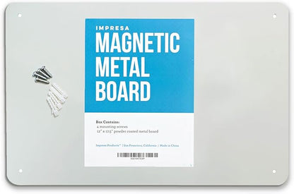 Display Magnetic Board for Wall - Metal Memo Board for Office, Home, Kitchen, and Classrooms - Great for Hanging Photos, Shopping Lists, and More - Includes Pre-Drilled Holes (17.5 x 12 in)