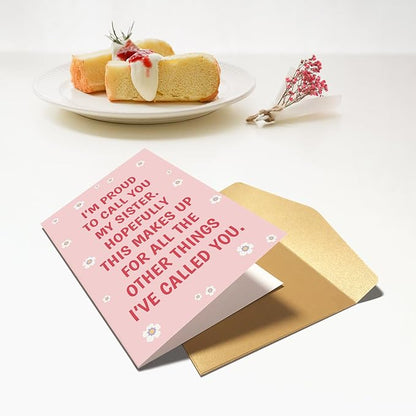 Chenive Funny Sister Birthday Card - Proud of You & Congratulations for Sis' Graduation & New Job