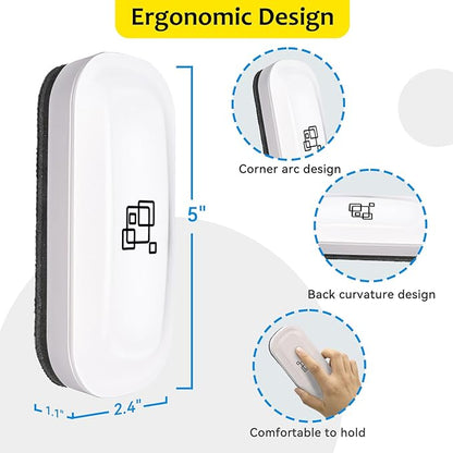 maxtek Magnetic Dry Erase Eraser, Glass Board Erasers, 2 Pack, Whiteboard Eraser for Dry Erase Board, Glass Board, Calendar Board, Office and School Supplies (Pure White)