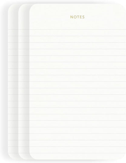 Elegant Desk Notepads for Professionals, Executive's Memo Pads, Minimalist, Gold Foiled, Lined Layout, 3 Pack, 225 Sheets Total (75 Each), 6.3" x 3.9”, 80 GSM, Eco-friendly, FSC™ Certified