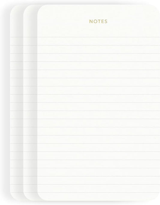 Elegant Desk Notepads for Professionals, Executive's Memo Pads, Minimalist, Gold Foiled, Lined Layout, 3 Pack, 225 Sheets Total (75 Each), 6.3" x 3.9”, 80 GSM, Eco-friendly, FSC™ Certified