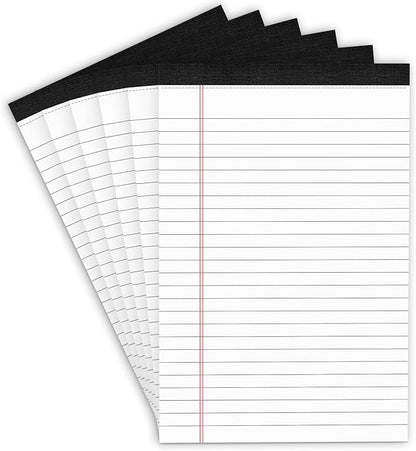 6 Pack Note Pads 5 x 8 Inch Writing Pads College Ruled Legal Pads, White Lined Notepad for Work or School, 30 Sheets/Pad, Perforated Recycled Note Paper for Note-Taking, Grocery List