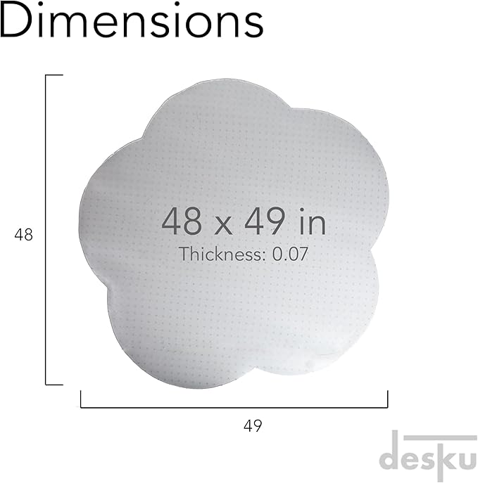 DESKU Flower Power Desk Chair Mat – Heavy-Duty PVC Mats for Carpet Floor Protection, Clear, 48 x 49 Inches, Made in The USA