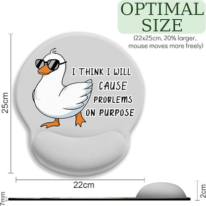 Funny Duck Ergonomic Mouse Pad with Wrist Rest, Mouse Pads for Desk, Gaming Mouse Pad Wrist Support, Cute Mousepad with Non-Slip Pain Relief PU Base, Cute Home Office Desk Accessories Decor