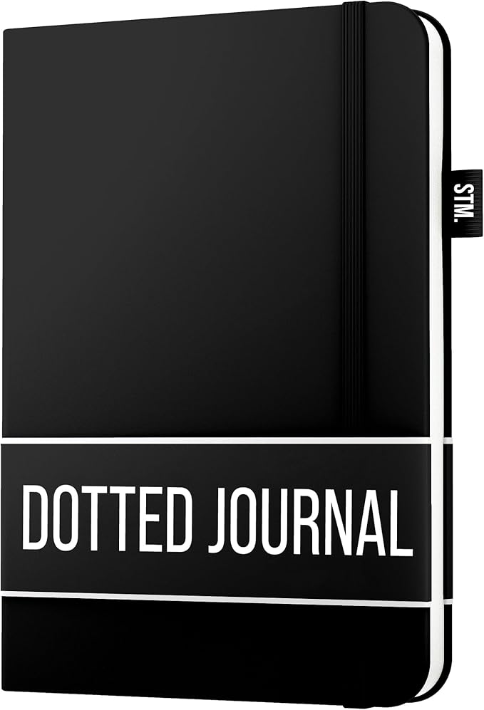 Scribbles That Matter A5 Bullet Dotted Journal Notebook | Vegan Hard Cover, 120gsm bleedproof thick paper, 150 pages, 5.75 x 8.5in, 2 bookmarks, tab stickers, penloop | For Work | Black