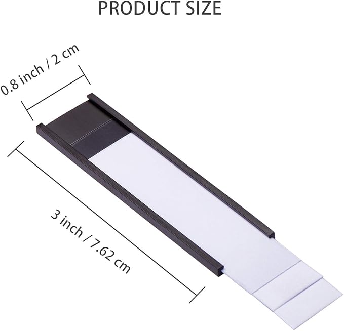 Eeoyu Magnetic Label Holders with Magnets Magnetic Data Card Holders with Clear Plastic Protectors for Metal Shelf, Whiteboard, Set of 30 (0.8 x 3 Inch)