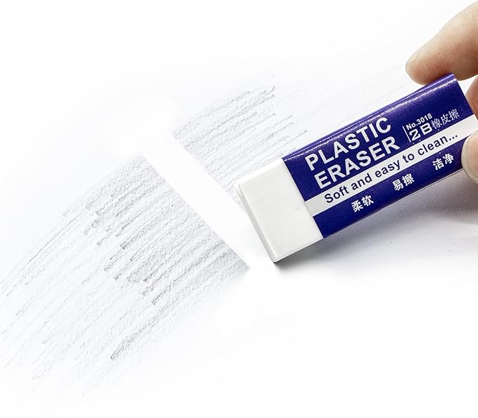 EULANT Pencil Erasers 10 Pieces, White 2B Rubbers Erasers for Schools Office Kids Adults, Soft Art Erasers for Writing Drawing Student Teachers