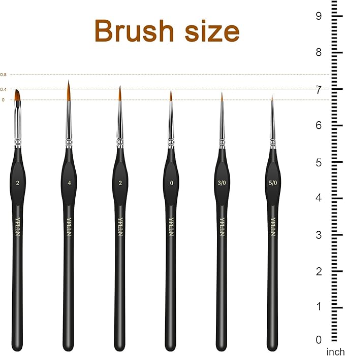 6Pcs Micro Paint Brushes Set with Triangular Handles - for Acrylics, Oils, Watercolors & Paint by Number, Citadel, Figurine, 40k，Mandala Painting(Black)