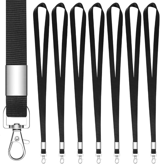 7 PCS Black Lanyards for ID Badges, Keys, Cruise Ship Cards, Keychain, Soft Nylon Neck Lanyard with Clip, Badge Lanyard for Teacher, Kids, Men, Women