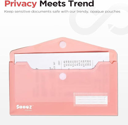 Sooez 20 Pack Reusable Envelopes, Small Pencil Pouch, Pencil Bags Bulk, Receipt Cash Holder, Money Bags, Small Plastic Envelopes, Receipt Envelope for School Office Supplies Travel Accessories