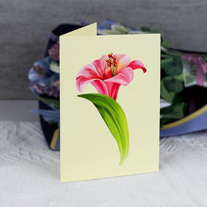 Airpark Pop Up Bouquet Card, Lillies & Lupines, 12 inch Paper Flowers 3D Popup Cards with Note Card and Envelope for Birthday and Gifts, Get Well for Women Kids, Easter Decor