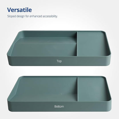 Blue Ginkgo Desk Tray – Korean-Made Organizer for Notes, Pens, Pencils, and Accessories (Double-Sided, Green)